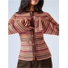image:imageMakeMeChic Womens Summer Crochet Striped Cardigan Tops Y2k Long Sleeve Lightweight Cardigan Beach Cover UpMulticolor