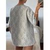 image:imageMakeMeChic Womens Summer Lace Tops Crew Neck T Shirts Short Sleeve Oversized Casual TopsGrey