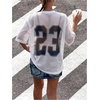 image:imageMakeMeChic Womens Summer Lace Tops Crew Neck T Shirts Short Sleeve Oversized Casual TopsWhite