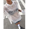 image:imageMakeMeChic Womens Summer Lace Tops Crew Neck T Shirts Short Sleeve Oversized Casual TopsWhite