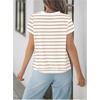 image:imageMakeMeChic Womens Summer Short Sleeve Striped Shirt Crewneck Fashion Colourful Shirts Going Out Clothes Basic BlousesBeige and White