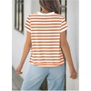 image:imageMakeMeChic Womens Summer Short Sleeve Striped Shirt Crewneck Fashion Colourful Shirts Going Out Clothes Basic BlousesOrange