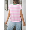 image:imageMakeMeChic Womens Summer Short Sleeve Striped Shirt Crewneck Fashion Colourful Shirts Going Out Clothes Basic BlousesPink