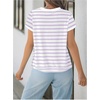 image:imageMakeMeChic Womens Summer Short Sleeve Striped Shirt Crewneck Fashion Colourful Shirts Going Out Clothes Basic BlousesPurple