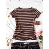 image:imageMakeMeChic Womens Summer Striped Henley Shirt Button Short Sleeve Slim Fitted Basic Tee Casual Elegant Summer TopsMulticolor
