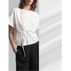 image:imageMakeMeChic Womens Tie Front Tops Short Sleeve Summer T Shirt Tops Crewneck Crop TeesWhite