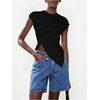 image:imageMakeMeChic Womens Twist Asymmetrical Tops Summer Tops Cap Sleeve T Shirt Dressy Casual BlouseBlack