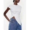 image:imageMakeMeChic Womens Twist Asymmetrical Tops Summer Tops Cap Sleeve T Shirt Dressy Casual BlouseWhite