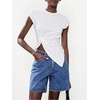 image:imageMakeMeChic Womens Twist Asymmetrical Tops Summer Tops Cap Sleeve T Shirt Dressy Casual BlouseWhite