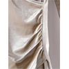 image:imageMakeMeChic Womens Velvet Wrap V Neck T Shirts Ruched Long Sleeve Party Night Out TopsApricot