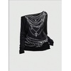 image:imageMakeMeChic Womens Y2K Punk Tees Long Sleeve Asymmetrical One Shoulder Fitted TopsBlack