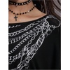 image:imageMakeMeChic Womens Y2K Punk Tees Long Sleeve Asymmetrical One Shoulder Fitted TopsBlack