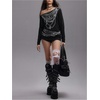 image:imageMakeMeChic Womens Y2K Punk Tees Long Sleeve Asymmetrical One Shoulder Fitted TopsBlack