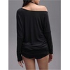 image:imageMakeMeChic Womens Y2K Punk Tees Long Sleeve Asymmetrical One Shoulder Fitted TopsBlack