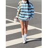 image:imageMakeMeChic Womens Y2K Streetwear Rugby Striped Shirts Fall Long Sleeve Collared Tee TopsBlue and Brown