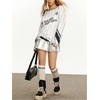 image:imageMakeMeChic Womens Y2K Striped Tee Shirt Cold Shoulder Crew Neck Long Sleeve Retro Jersey TopsMulticolor