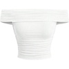 image:imageMAKEMECHIC Womens Off The Shoulder Crop Tops Y2k Ruched Short Sleeve Fitted T ShirtsWhite