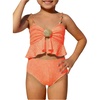 image:imageMakeMeChic Toddler Girls Two Piece Swimsuit Seashell Ruffle Textured Beach Bikini SetOrange