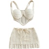 image:imageMakeMeChic Womens 2 Piece Sets Crochet Crop Tank Tops Mini Skirt Set Summer Beach Vacation OutiftsWhite