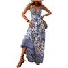 image:imageMakeMeChic Womens Boho Maxi Dress Summer Luau Outfits Beach Wedding Guest Backless Sundress Flowy Resort WearBlue and White