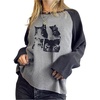 image:imageMakeMeChic Womens Butterfly Print T Shirt Color BlockCrew Neck Long Sleeve Y2k TopsBlack
