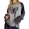 image:imageMakeMeChic Womens Butterfly Print T Shirt Color BlockCrew Neck Long Sleeve Y2k TopsGrey