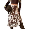image:imageMakeMeChic Womens Cow Print Skirt High Waisted A Line Flowy Summer Midi SkirtsBrown