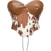 image:imageMakeMeChic Womens Cowgirl Outfits Cow Print Top Summer Leather Backless Crop Corset TopsKhaki