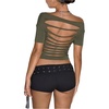 image:imageMakeMeChic Womens Cut Out Backless Tee Shirt Short Sleeve Sexy Going Out Crop TopsArmy Green