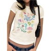 image:imageMakeMeChic Womens Cute T Shirt Cartoon Print Crewneck Short Sleeve Summer Crop Tee TopsApricot