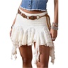 image:imageMakeMeChic Womens Lace Ruffle White Mini Skirt Low Waisted Layered Flowy Y2k Cowgirl SkirtsApricot