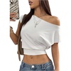 image:imageMakeMeChic Womens Off The Shoulder Y2k Tops Crop T Shirt Short Sleeve Going Out TopsWhite