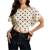 image:imageMakeMeChic Womens Polka Dots Crop Top Dressy Blouse Summer T Shirt Tie Back Dolman Sleeve TopsApricot