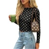 image:imageMakeMeChic Womens Polka Dots Top Mesh Sheer Tops Ruffle Long Sleeve Y2K Party Going Out TopsBlack