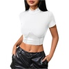image:imageMakeMeChic Womens Pu Leather Tops Short Sleeve Y2k Going Out Tops Party Rave Clubwear Concert OutfitWhite