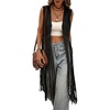image:imageMakeMeChic Womens Rivet Suede Tassel Sleeveless Vest Jacket Open Front Cowboy Chic Fringe Vest OuterwearBlack