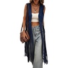 image:imageMakeMeChic Womens Rivet Suede Tassel Sleeveless Vest Jacket Open Front Cowboy Chic Fringe Vest OuterwearBlue
