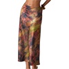 image:imageMakeMeChic Womens Satin Printed Maxi Long Skirt Silk High Waist Fishtail Elegant SkirtsMulticolor