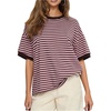 image:imageMakeMeChic Womens Striped Crew Neck T Shirt Short Sleeve Summer Basic TopsPink