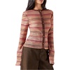 image:imageMakeMeChic Womens Summer Crochet Striped Cardigan Tops Y2k Long Sleeve Lightweight Cardigan Beach Cover UpMulticolor