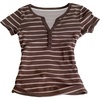 image:imageMakeMeChic Womens Summer Striped Henley Shirt Button Short Sleeve Slim Fitted Basic Tee Casual Elegant Summer TopsMulticolor
