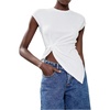 image:imageMakeMeChic Womens Twist Asymmetrical Tops Summer Tops Cap Sleeve T Shirt Dressy Casual BlouseWhite