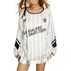 image:imageMakeMeChic Womens Y2K Striped Tee Shirt Cold Shoulder Crew Neck Long Sleeve Retro Jersey TopsMulticolor