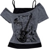 image:imageMakeMeChic Womens Y2K Tee Shirt Floral Graphic Short Sleeve 2 in 1 Off The Shoulder Gothic Summer TopsMulticolor
