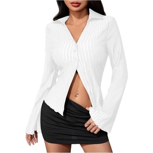image:imageMakeMeChic Womens Button Down Bell Sleeve Tops Collared Blouse Office Work Shirts Business Casual OutfitsWhite