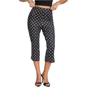 image:imageMakeMeChic Womens Going Out Capri Pants Sexy Y2K Lace Up Capri Pants High Waisted Skinny Stretchy PantsPolka Dots Black