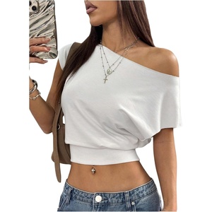 image:imageMakeMeChic Womens Off The Shoulder Y2k Tops Crop T Shirt Short Sleeve Going Out TopsWhite