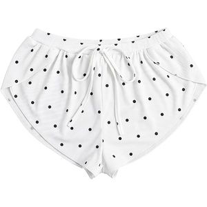 image:imageMakeMeChic Womens Pajama Bottoms Floral Print Tie Front Micro Short Side Slit Summer Lounge ShortsWhite Black