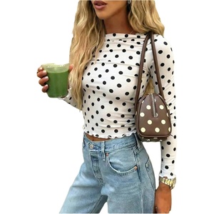 image:imageMakeMeChic Womens Polka Dots Top Mesh Sheer Tops Ruffle Long Sleeve Y2K Party Going Out TopsWhite