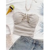 image:imageMakeMeChic Womens Bandeau Strapless Tube Top Backless Ruched Summer Sexy Cute Going Out TopsStriped Apricot